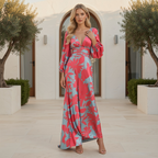 Elegant Dress with a V Neck | Midi Dress