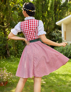 Women's Munich Oktoberfest Plaid Jacquard Dress, Dirndl Costume for Oktoberfest