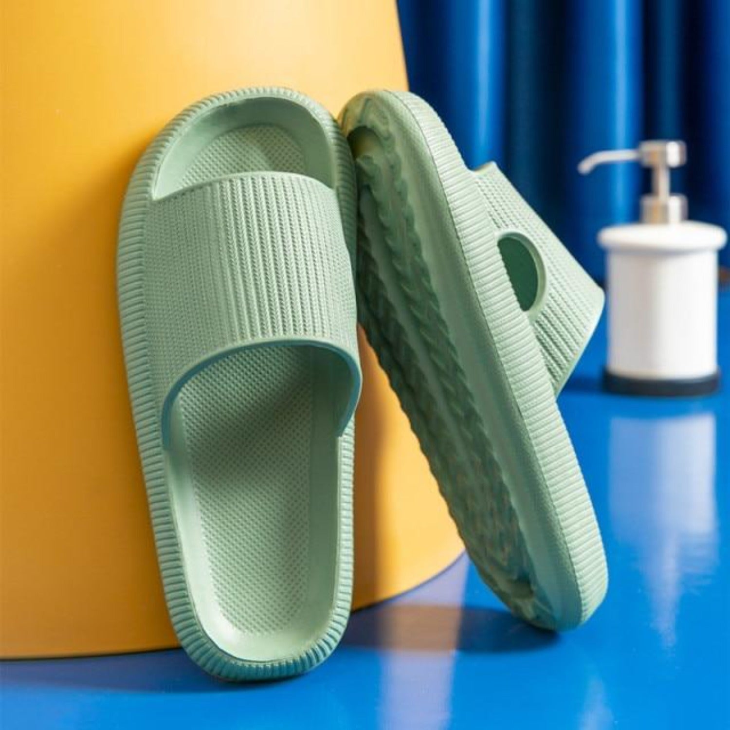 Women's Summer Sandals with Soft Sole and Slip-On Design - Green
