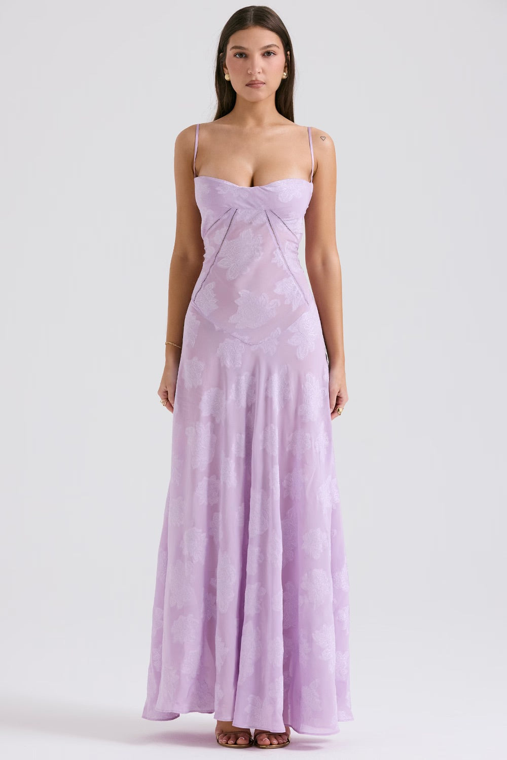 Lace Maxi Dress with Shimmering Fabric | Perfect for Autumn - Lavender