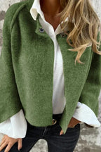 Women's Short Spring Jacket with Flared Sleeves - Green