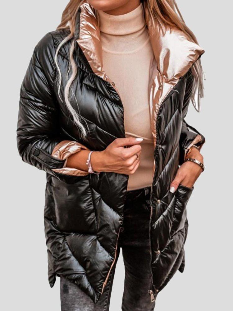 Moodoonuthi - Durable Winter Coat in Shiny Cotton - Black