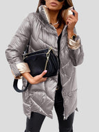 Moodoonuthi - Durable Winter Coat in Shiny Cotton - Gray
